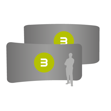 Textilwand ALU | 600er gebogen | beidseitig bedruckt