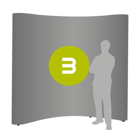 Pop-Up Faltwand | 3 x 3 Felder gebogen | einseitig bedruckt
